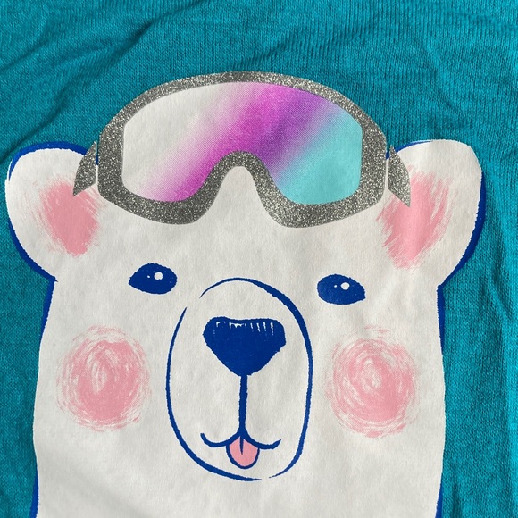3/$12 polar bear cozy glitter graphic top w sequin casual long sleeve L 10/12 - Picture 4 of 17